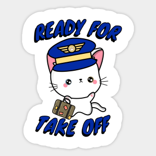 Funny Angora cat is a pilot Sticker